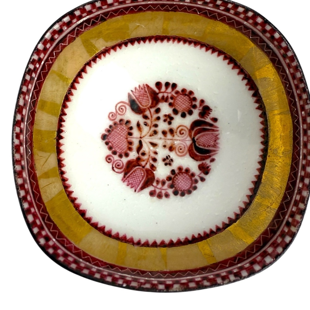 Vintage Email Vienna Burgundy Gold Enameled Handmade‎ Floral Trinket Bowl Signed